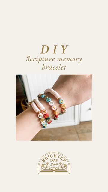 Whitney Newby 🌿 Brighter Day Press on Instagram: "Looking for a fun, easy, beautiful way to memorize Scripture with your kids? Make Scripture memory bracelets! The concept is simple: use the first letter of each word of a Bible verse and use letter beads on elastic string to help you remember. For example, Ephesians 2:10 (ESV) says, “For we are his workmanship, created in Christ Jesus for good works, which God prepared beforehand, that we should walk in them.” So the bracelet looks like this: Bible Verse Friendship Bracelet, Memory Verse Bracelets, Bible Verse Bracelets Diy, Bridge Kids, Memory Bracelets, Scripture Bracelet, Memorize Scripture, Bible Verse Bracelet, Bible Verse Memorization