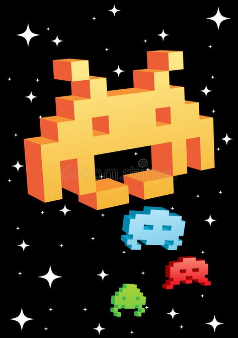 3D Space Invaders. A bunch of 3D looking invaders from space in vector , #Affiliate, #bunch, #Invaders, #Space, #vector, #space #ad Space Invaders Art, Pixel Art Styles, Retro Games Poster, Retro Arcade Games, 90s Art, Underwater Theme, Pixel Art Background, 3d Space, Retro Gaming Art