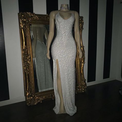 White Glitter Dress, Sheath Prom Dress, Glitz Dress, Glitter Prom Dress, Split Prom Dresses, Prom Girl Dresses, Senior Prom Dresses, Look Formal, Prom Dress Styles