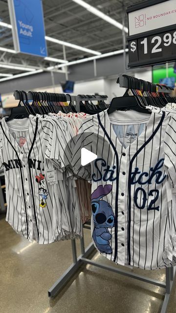 Walmart Gems on Instagram: "Check out these adorable Disney baseball jerseys for women! 😍 Choose from four fun designs featuring Stitch, Minnie, Mickey, and Winnie. Not yet available online, but if you comment “DISNEY” I’ll be sure to let you know when they are listed! 🫶🏻 ($12.98)

#walmart #disneyfashion #disneystyle" How To Style A Baseball Jersey, Fun Designs, Disney Style, Baseball Jerseys, Cool Designs, Gems, Baseball, Let It Be, Disney