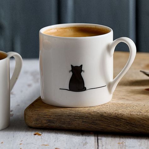 Cat Espresso Mugs, Set of Two, with Sitting Cat and Crouching Cat, 2024 #Mini_Mugs #Espresso_Mugs #Bee_Lover_Gifts #Small_Business_Gifts Cat Mug Painting, Mini Mugs, Cats Sitting, Espresso Mugs, Bee Lover Gifts, Small Business Gifts, Hand Painted Cat, China Mugs, Cute Cups