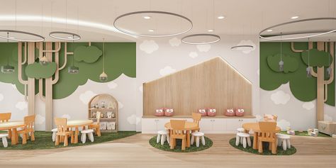 Kindergarten on Behance Rocking Bed, Kindergarten Interior, Preschool Designs, Classroom Interior, Daycare Design, Kids Interior Design, Kindergarten Design, School Interior, Playground Design