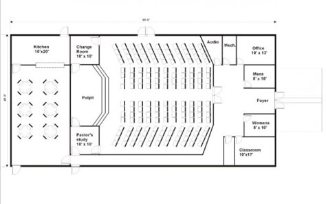 Church Plans Layout, Church Layout, Theatre Plan, Building Floor Plans, Church Building Plans, Church Design Architecture, Church Lobby, Church Building Design, Auditorium Design