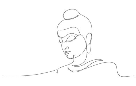 buddha face portrait in continuous line drawing Buddha Graphic Design, Buddha Line Art, Wood Lamp Design, Buddha Tattoo Design, Buddha Art Painting, Buddha Tattoo, Buddha Face, Buddha Beads, Face Portrait