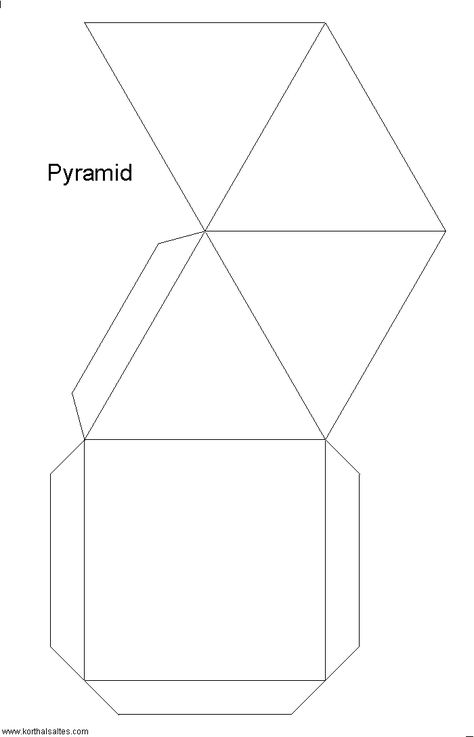 Pyramid Template  http://www.korthalsaltes.com/model.php?name_en=square%20pyramids Pyramid Cutout Template, Paper Pyramid Template, Square Pyramid Template, Pyramid Paper Craft, Pyramid Template Free Printable, Pyramid Craft For Kids, Pyramid Craft, Pyramid Template, Paper Pyramid