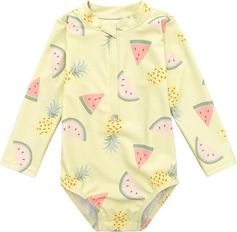 Amazon.com: Gerber Baby-Girls Toddler Long Sleeve One Piece Rashguard Swimsuit: Clothing, Shoes & Jewelry Fruit Clothing, Swimsuit Yellow, Yellow Fruit, Rashguard Swimsuit, Gerber Baby, Girls Toddler, Baby Essentials, Rash Guard