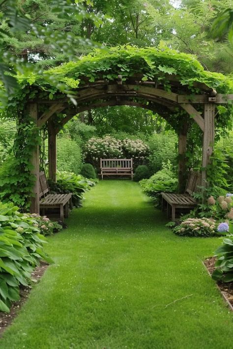 Bench In Garden Ideas, Farm Flower Garden, English Garden Landscape Design, Large Yard Ideas, Farm Garden Ideas Landscaping, Bird Bath Garden Ideas, Garden Trees Ideas, Front Garden Layout, Farm Landscaping Ideas