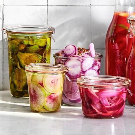 Glass Food Storage Containers & Food Containers | Williams Sonoma Weck Glass Jars, Herbs In Glass Jars, Water Canning, Glass Tupperware, Weck Jars, Preserving Foods, Water Bath Canning, European Kitchens, European Home