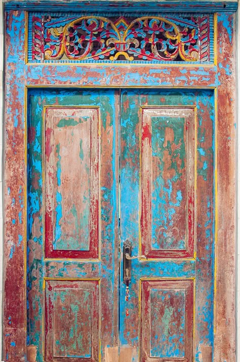 The Antique Painted Front Door | Stocksy United Paint Doors Interior, Wooden Patio, Old Wooden Doors, Wooden Doors Interior, Vintage Doors, Door Interior, Door Inspiration, Painted Front Doors, Cool Doors