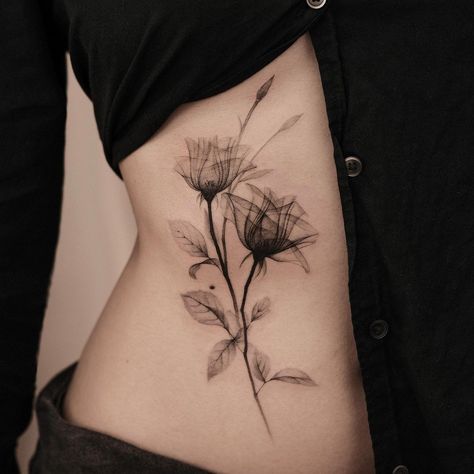 Cj | Magnolia X-ray | Instagram X Ray Flower Tattoo Lotus, Sacred Geometry Flower Tattoo, Floral Tattoo Design Black And White, Faded Flower Tattoo, Flower Xray Tattoo, Black And White Cherry Blossom Tattoo, Xray Tattoo Ideas, X Ray Flower Tattoo, X Ray Tattoo