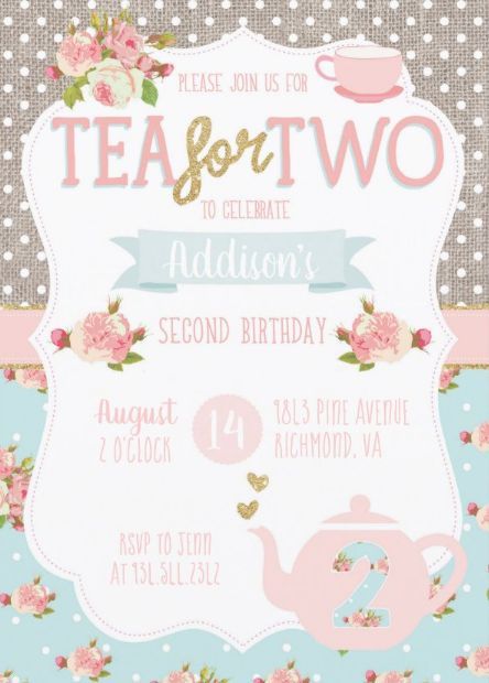 Tea For Two Birthday Invitations, Tea For Two Birthday Party Invitations, Tea For Two Invitation, Tea Party For 2nd Birthday, Tea Party Second Birthday, 2nd Birthday Tea Party For Girl, Barbie Tea Party Birthday, Tea Party For Two 2nd Birthday, Two For Tea Party 2nd Birthday