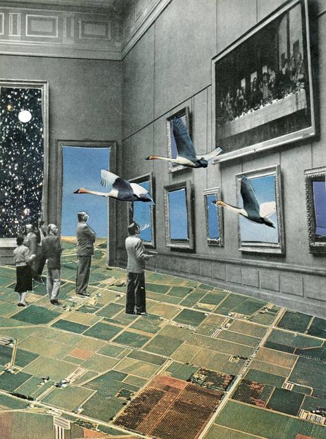 Original surrealism collage by Maya Land (United Kingdom). This one-of-a-kind photo on paper collage measures 6.5W x 8.9 H inches, and is framed. The landscape collage ships in a box directly from the artist's studio and is covered by the 14-day satisfaction guarantee from Saatchi Art, so you can buy with confidence. November Collage, Collage Architecture, Blog Headers, Surrealist Collage, Landscape Collage, Surreal Collage Art, Collage Landscape, Pop Art Collage, Nature Collage