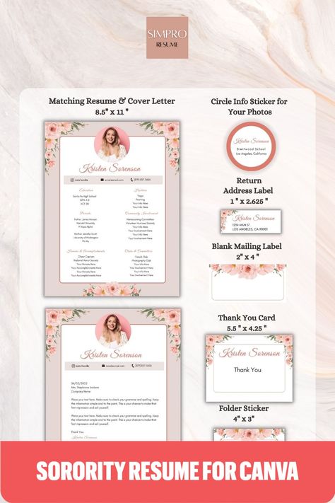 Need a Sorority Resume that will stand out?! This Sorority Packet has everything you need to help you! Sorority Resume, Resume Template, Resume Templates, Sorority, Easy To Use, United States, Ships