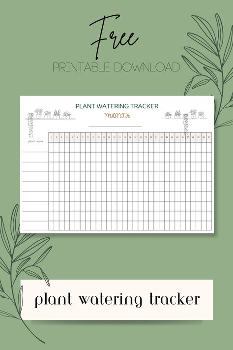 Keep track of each of your plants and when they need to be watered with this free printable monthly plant tracker. Plant Care Printable Free, Plant Care Template, Plant Watering Schedule Printable Free, Plant Water Tracker, Free Plant Printables, Plant Watering Tracker, Plant Journal Template, Plant Schedule, Plant Watering Schedule