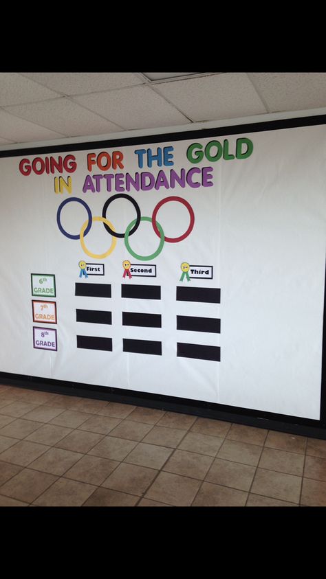 School Olympics Decorations, Olympic Themed Bulletin Board, Olympic Bulletin Board, School Olympics, School Year Themes, Olympics Decorations, Bulletin Ideas, Homecoming Themes, Elementary Pe