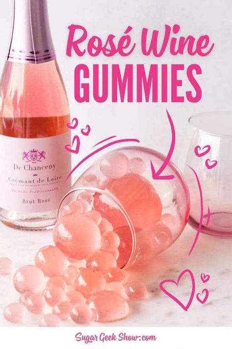 Rosé All Day, Drunken Gummies, Wine Gummies, Gummy Recipe, Sugar Geek, Wedding Strawberries, Wine Jelly, Making Sweets, Gummies Recipe