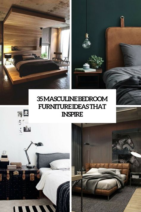 35 Masculine Bedroom Furniture Ideas That Inspire Masculine Bed Frame, Masculine Chic Bedroom, Bachelor Pad Decor Masculine Interior Master Bedrooms, Masculine Beds, Masculine Beach House, Masculine Coastal Bedroom, Men Beds, Small Masculine Bedroom, Masculine Bedroom Furniture