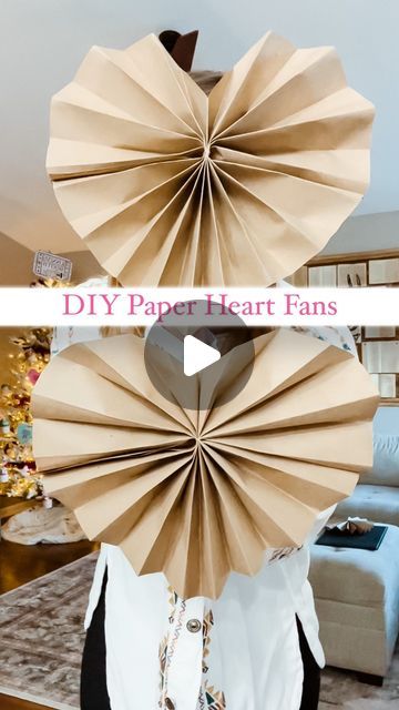 Diy Heart With Paper, Paper Bag Diy Decoration, Heart Hanging Decoration Diy, Valentines Decor For Kids, Valentine Day Paper Crafts, Heart Wall Hanging Diy Paper, Large Valentine Decorations, Giant Heart Decoration, Paper Heart Decorations