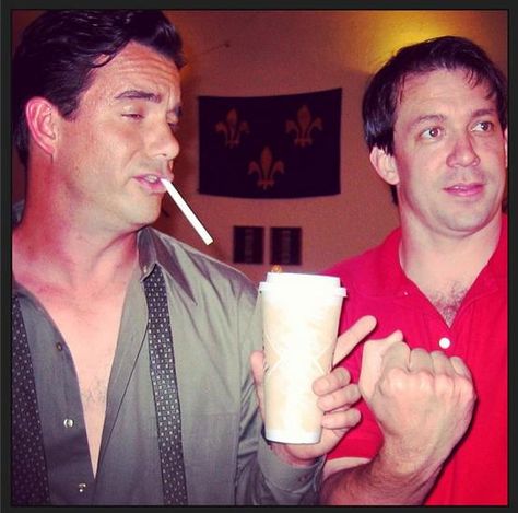 Daran Norris (Cliff McCormack) and Creator Rob Thomas on the set of Veronica Mars. Daran Norris, Rob Thomas, Veronica Mars, Jim Carrey, Voice Actor, How To Get Rich, On Set, Glass Of Milk, Mars