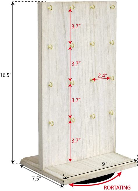 Amazon.com: Ikee Design Wooden Rotating Two-Sided Jewelry Display Stand, Rotating Organizer with 32 Hooks for Store, Earring Display with Hooks, KeyChain Display, Brown color, 9"W x 7.5"D x 16.5"H : Clothing, Shoes & Jewelry Retail Earring Display, Market Setup, Rotating Organizer, Craft Fair Table, Stand Feria, Craft Market Display, Keychain Display, Jewelry Display Stand, Booth Displays