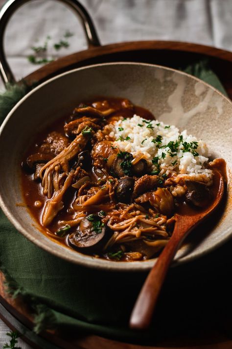 Hayashi Rice, Mushroom Stew, Vegan Worcestershire Sauce, Pork Bacon, Dinner Prep, Gluten Free Rice, Vegetable Puree, Beef Stew, Rice Recipes