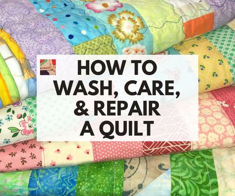 Learn how to safely wash a quilt and the how-tos of quilt repair and restoration. Make that old quilt look like new! Quilt Repair, All People Quilt, Keepsake Crafts, Applique Stitches, Quilt Care, Quilt Storage, Quilted Gifts, Old Quilts, Antique Quilt