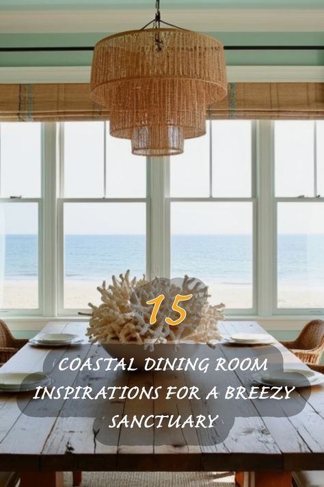 I absolutely love the tranquil vibe of coastal dining rooms! The serene color palette, combined with natural textures like wicker and wood, creates a perfect sanctuary. I find inspiration in the stunning views, which are the ideal backdrop for family gatherings and leisurely meals. This collection showcases 15 breathtaking designs that bring the beauty of the beach indoors. Let’s create a breezy retreat together! Beachy Dining Room Ideas, Coastal Dining Rooms, Modern Coastal Dining, Coastal Dining Room Ideas, Modern Coastal Dining Room, Beach House Dining Room, Japandi Dining Room, Driftwood Centerpiece, Coastal Dining Room