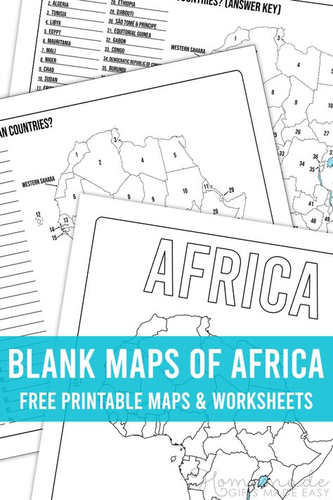 Free Printable Map of Africa Geography Printables, Xmas Card Messages, Blank World Map, Africa Outline, Map Quiz, Name Tracing Worksheets, Map Of Africa, Map Worksheets, Homeschool Geography