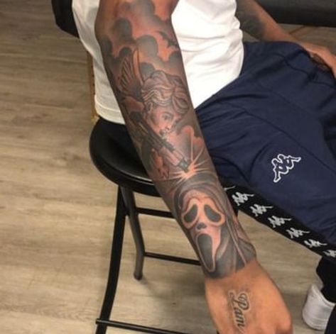 Calf Sleeve Tattoo, Tattoos Neck, Arm Tattoos Black, Side Arm Tattoos, Arm Tattoos For Guys Forearm, Side Hand Tattoos, Mangas Tattoo, Tattoo Ideas Males, Forearm Tattoo Quotes