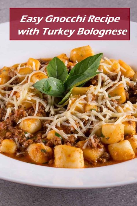 Easy Gnocchi Recipe, Gnocchi Recipes Healthy, Quick Comfort Food, Easy Gnocchi, Gnocchi Pesto, Gnocchi Recipes Easy, Ground Turkey Recipes Easy, Gnocchi Dishes, Turkey Bolognese