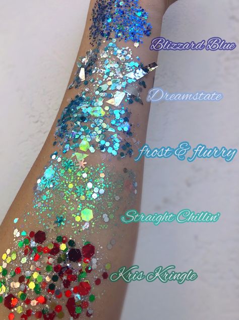 Bedazzled Stuff, Iridescent Makeup, Painted Mask, Face Application, Slime Ideas, Designer Nails, Turquoise Nails, Turquoise Glitter, Pretty Cups