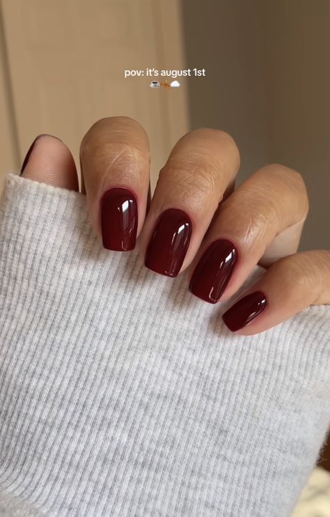 OPI got the blues for red 🍷 Cocktail Nails, Autumn Manicure, Deep Red Nails, Classy Acrylic, Colourful Nails, Kutek Disney, Wine Nails, Thanksgiving Nail, Milky Nails