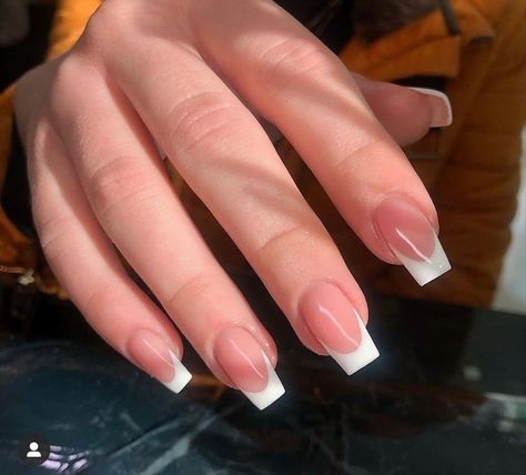 White Tip Acrylic Nails, Simple Gel Nails, French Tip Acrylic Nails, Simple Acrylic Nails, French Acrylic Nails, Classy Acrylic Nails, Tip Nails, Soft Nails, Acrylic Nails Coffin Short