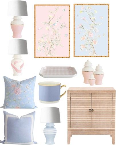 Pink And Blue Chinoiserie Bedroom, Pink And Blue Home Decor, Pink And Blue Apartment Decor, Pink And Blue Living Room Ideas, Pink And Blue Room Ideas, Light Blue And Pink Bedroom, Pink And Blue Chinoiserie, Blue And Pink Room, Pink Blue Decor