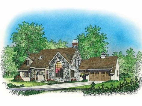 Country House Plan with 1998 Square Feet and 3 Bedrooms from Dream Home Source | House Plan Code DHSW68462 Cottage Plans, French Country House Plans, Shingle Exterior, Country Style House, Living Room Loft, Country Style House Plans, Bonus Rooms, Country House Plans, Arched Windows