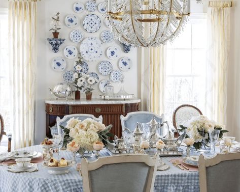 A Sumptuous Dining Room, Tipping Etiquette & More! French Country Fridays 314 Nicola Bathie Mclaughlin, Nicola Bathie, French Inspired Home, Old Office, Benjamin Moore White, Table Styling, White Rooms, White Plates, White Doves