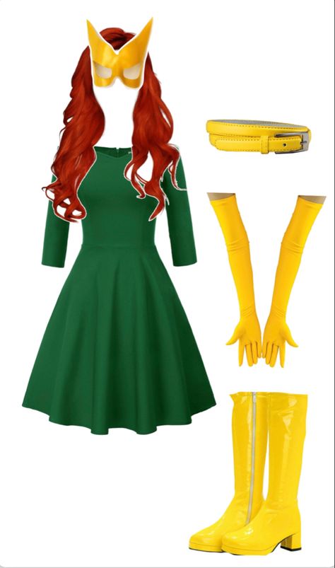 Xmen Halloween Costume Women, Jean Grey Halloween Costume, Jean Gray Costume, Wolverine And Jean Grey Costume, X Men Couple Costume, Expo Costume, Jean Grey Xmen Costume, Kirby Cosplay, Xmen Costume