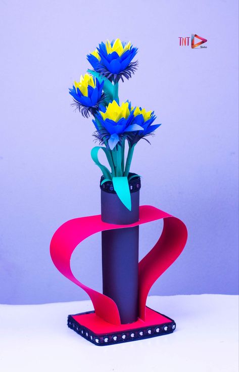 Easter Paper Craft DIY Vase | How To Make A Paper Flower Pot | New Stylish Vase Paper Flower Pot Craft, West Out Of Best Ideas Craft, Paper Flower Pot, Glitter Paper Crafts, Make A Paper Flower, Flower Vase Crafts, Flowers Paper Craft, Paper Flower Vase, Easter Paper Crafts