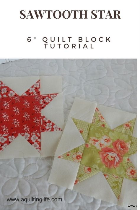 A Quilting Life, Sawtooth Star, Star Quilt Blocks, Quilt Projects, Star Blocks, Star Quilt Patterns, Quilt Block Tutorial, Sampler Quilt, Star Quilts