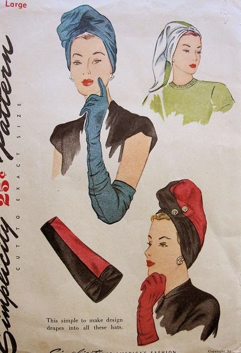 1940s Hats, Era Fashion, Fabric Sewing Patterns, Gloves Pattern, Turban Hat, Millinery Hats, Va Va Voom, Pierre Balmain, Fabric Sewing