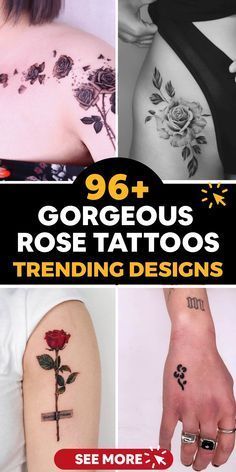 Rose Petal Tattoo, Rose Rib Tattoos, A Rose Tattoo, Rose Tattoo Thigh, Tattoos For Men And Women, Pink Rose Tattoos, Rose Hand Tattoo, Rose Shoulder Tattoo, Trending Tattoo