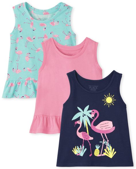 Solid Tank Tops, Ruffle Tank Top, Set Outfits, Tanktop Girl, T-shirts & Tank Tops, Printed Tank Tops, Childrens Place, Toddler Girls