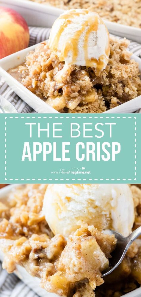 Easy Apple Crisp Dessert - Fresh crisp apples topped with a buttery oatmeal crumble that's baked to perfection. So comforting and delicious. This apple crisp recipe makes the ultimate fall treat! Apple Crisp No Oats, Apple Crisp Dessert, Best Apple Crisp Recipe, Oatmeal Crumble, Easy Apple Crisp, Crisp Desserts, Fall Dessert Recipes Easy, Best Apple Crisp, Easy Apple Crisp Recipe