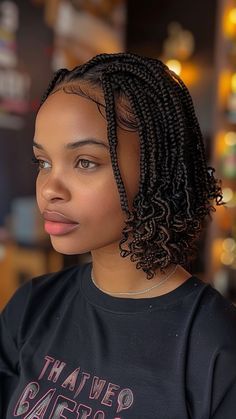 Braided Hairstyles Natural Hair Short, Short Chunky Braids, Pink Short Braids, Latest Ghana Braid Styles, Short Braided Hairstyles For Black Women, Hairstyles For Natural Hair Black Women, Short Braids With Curls, Short Curly Braids, Adding Volume To Your Hair