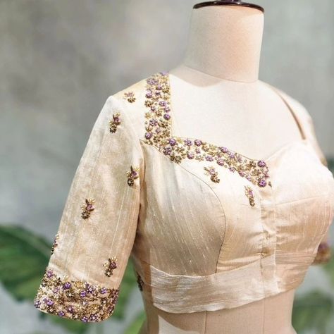 Dm@96404 90158 Designer maggam work blouse Fabric: Halfpattu /Rawsilk Dispatch: 3days Price : 2800unstiched :3350stitched Colours and sizes can be customised accordingly White Work Blouse Designs, Hand Work For Blouse, Latest Maggam Work Blouses 2024, Blouse With Lace Design, Simple Saree Blouse Designs, White Work Blouse, Maggam Blouse, Fashionable Saree, Blouse Works