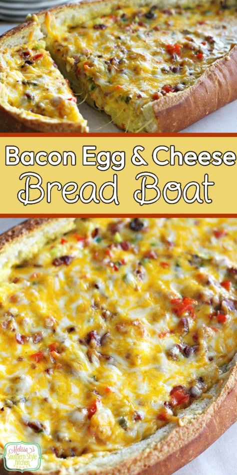 Bacon Egg and Cheese Bread Boat Eggs Dishes, Breakfast Tostadas, Hot Rolls, Bread Boats, Egg Boats, 33 Birthday, Melissas Southern Style Kitchen, Best Homemade Bread Recipe, Southern Breakfast