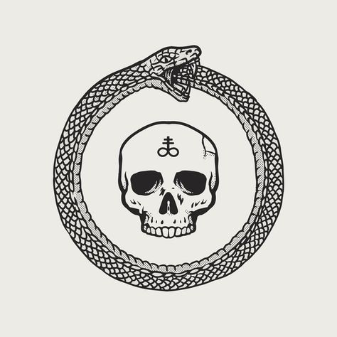 Skull ouroboros | Premium Vector #Freepik #vector Ouroboros Meaning, Ouroboros Tattoo, World Serpent, Engraving Tattoo, Snake Tattoo Design, Best Artwork, Unique Symbols, Tattoo Art Drawings, Snake Tattoo