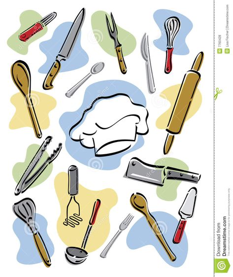 Chef s Tools. Illustration of kitchen utensils surrounding a chef s hat #Sponsored , #Advertisement, #Sponsored, #Tools, #kitchen, #chef, #Illustration Kitchen Tools Drawing, Kitchen Tools Illustration, Kitchen Utensils Illustration, Utensils Drawing, Chef Illustration, Tools Illustration, Kitchen Tools And Equipment, Hat Illustration, Illustration Kitchen