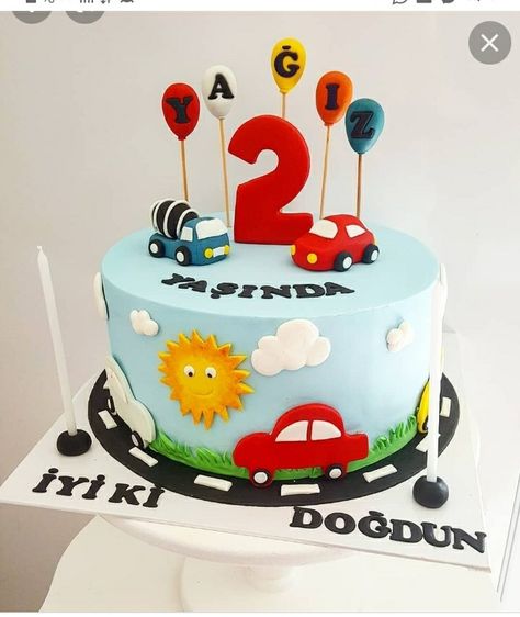 Cars Cake Design, Old Birthday Cake, Two Year Old Birthday, Cars Theme Cake, Cake Designs For Kids, Pasta Cake, Boys 1st Birthday Cake, Baby Boy Birthday Cake, Cars Birthday Cake