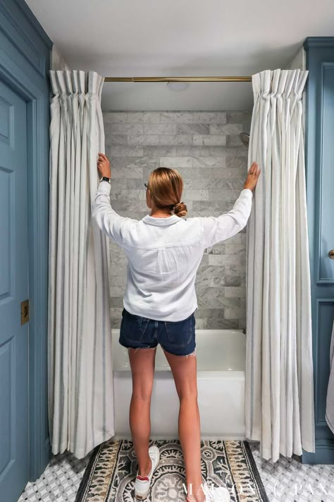 How To Use Curtain Panels as Shower Curtains - Maison de Pax